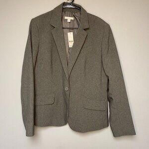 NWT-Womens New York & Company Grey Long Sleeve Blazer Single-Button-Size 14